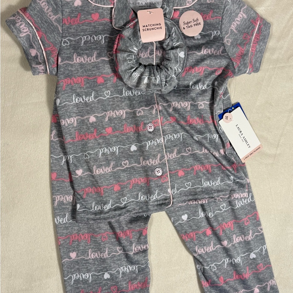 Laura Ashley Kids Pajama Set in Gray and Pink